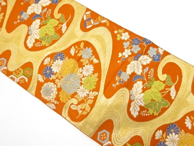 JAPANESE KIMONO / ANTIQUE FUKURO OBI / WOVEN STREAM